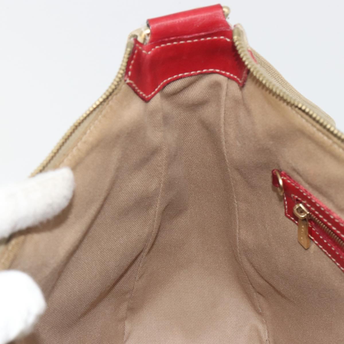 CELINE Macadam Shoulder Bag PVC Leather Beige Red Auth BA14898