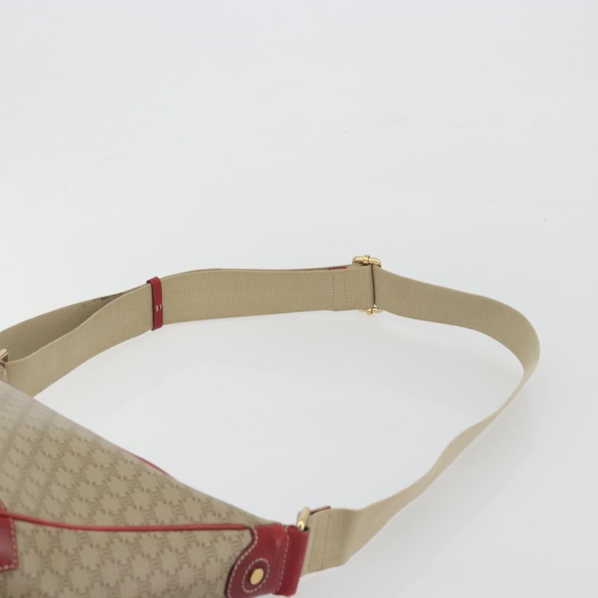 CELINE Macadam Shoulder Bag PVC Leather Beige Red Auth BA14898