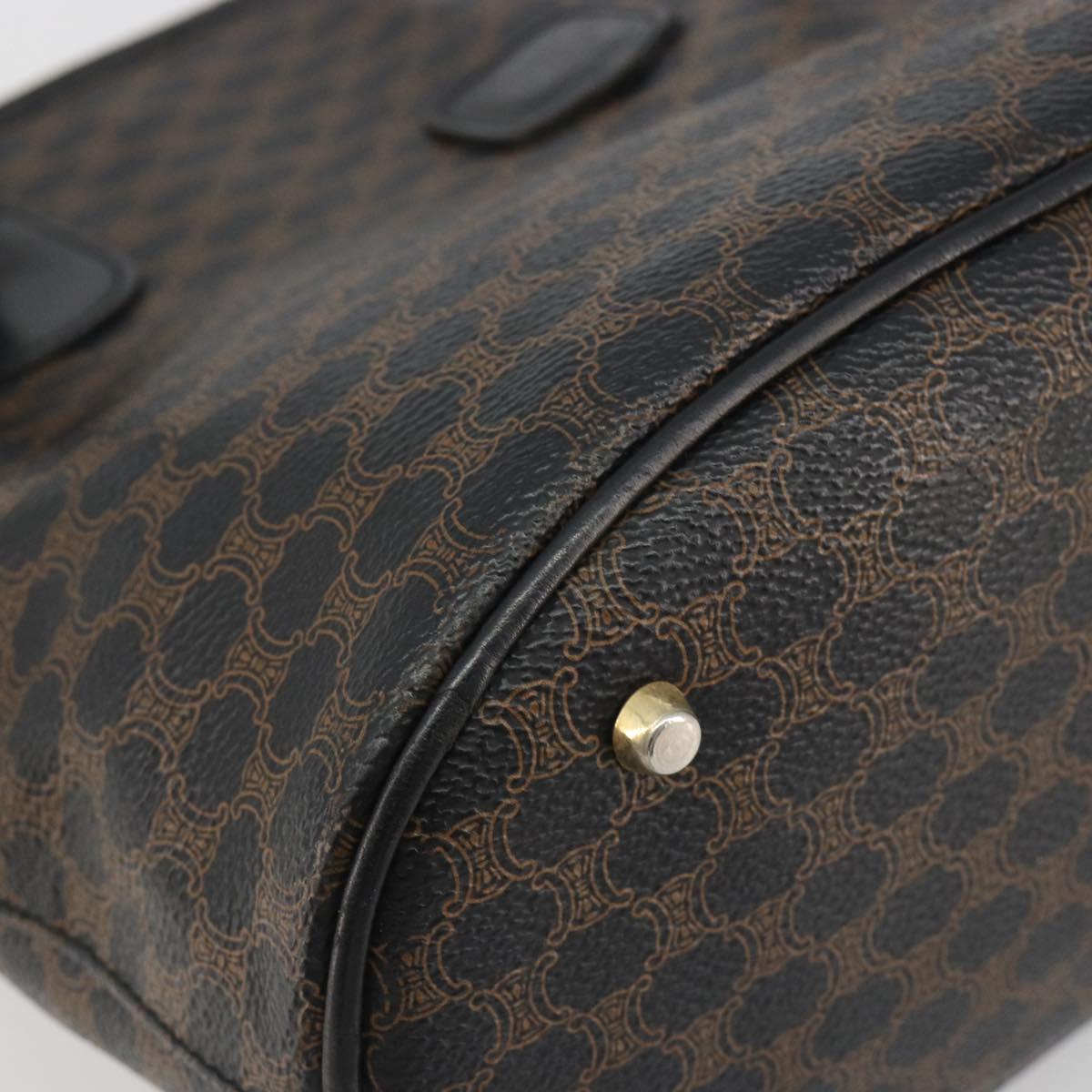 CELINE Macadam Tote Bag PVC Leather Black Gold Tone Auth BA14899