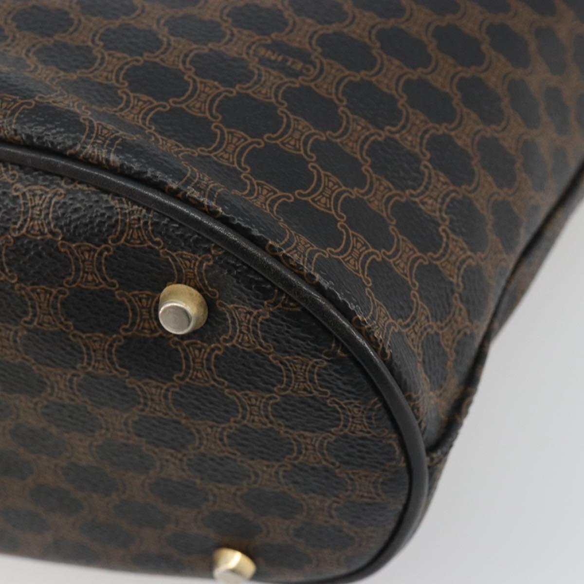 CELINE Macadam Tote Bag PVC Leather Black Gold Tone Auth BA14899