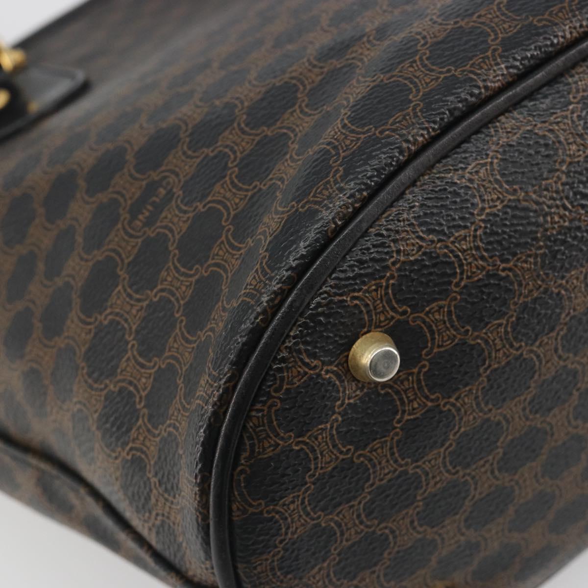 CELINE Macadam Tote Bag PVC Leather Black Gold Tone Auth BA14899