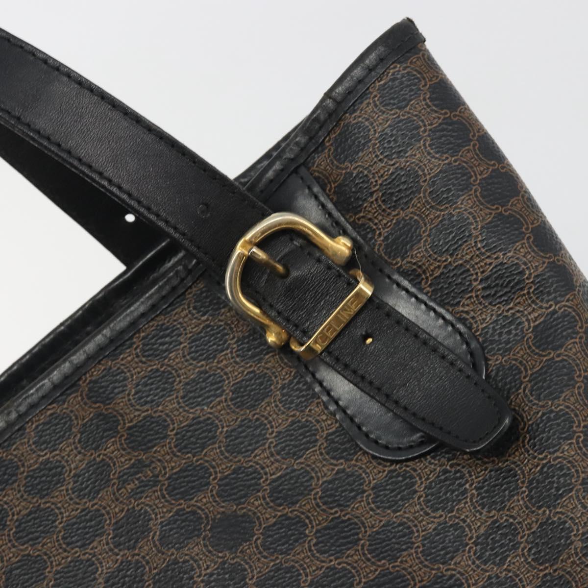 CELINE Macadam Tote Bag PVC Leather Black Gold Tone Auth BA14899