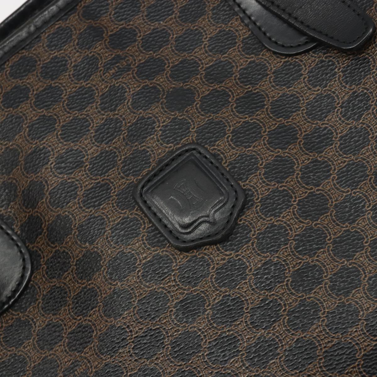 CELINE Macadam Tote Bag PVC Leather Black Gold Tone Auth BA14899