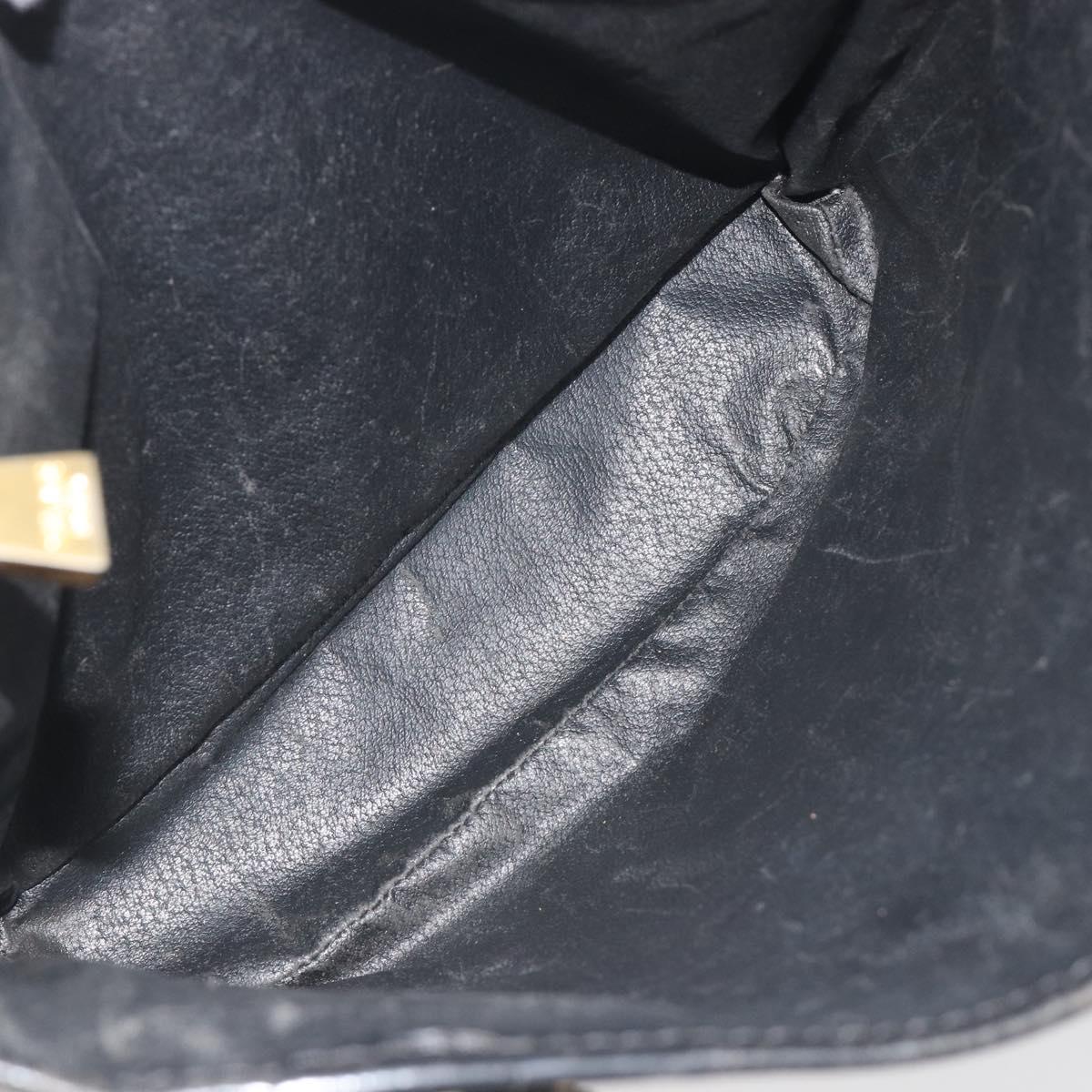 CELINE Macadam Tote Bag PVC Leather Black Gold Tone Auth BA14899