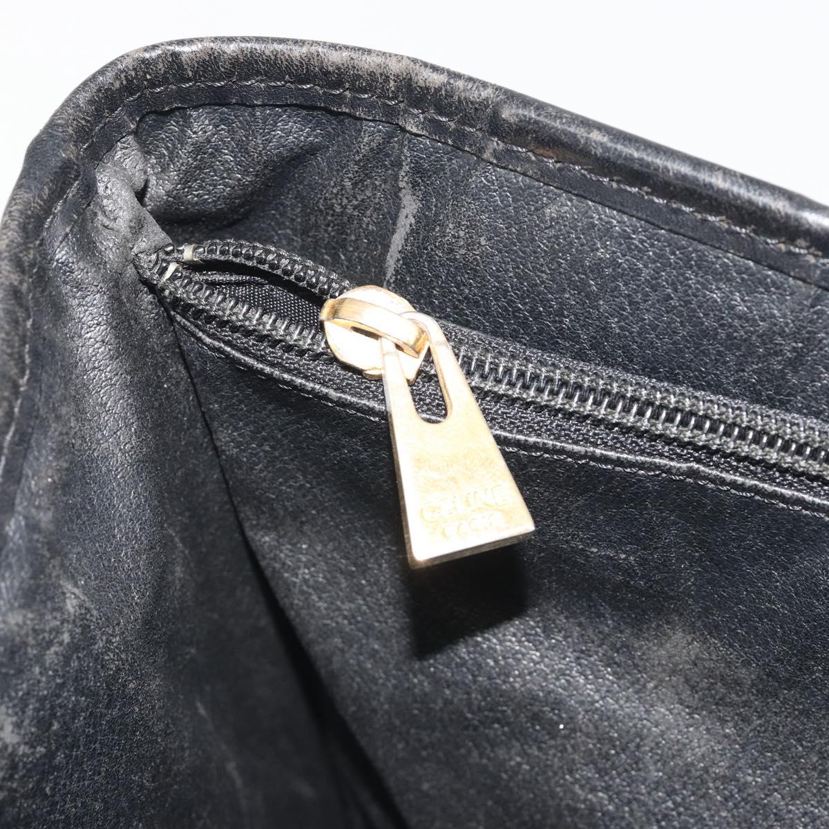 CELINE Macadam Tote Bag PVC Leather Black Gold Tone Auth BA14899