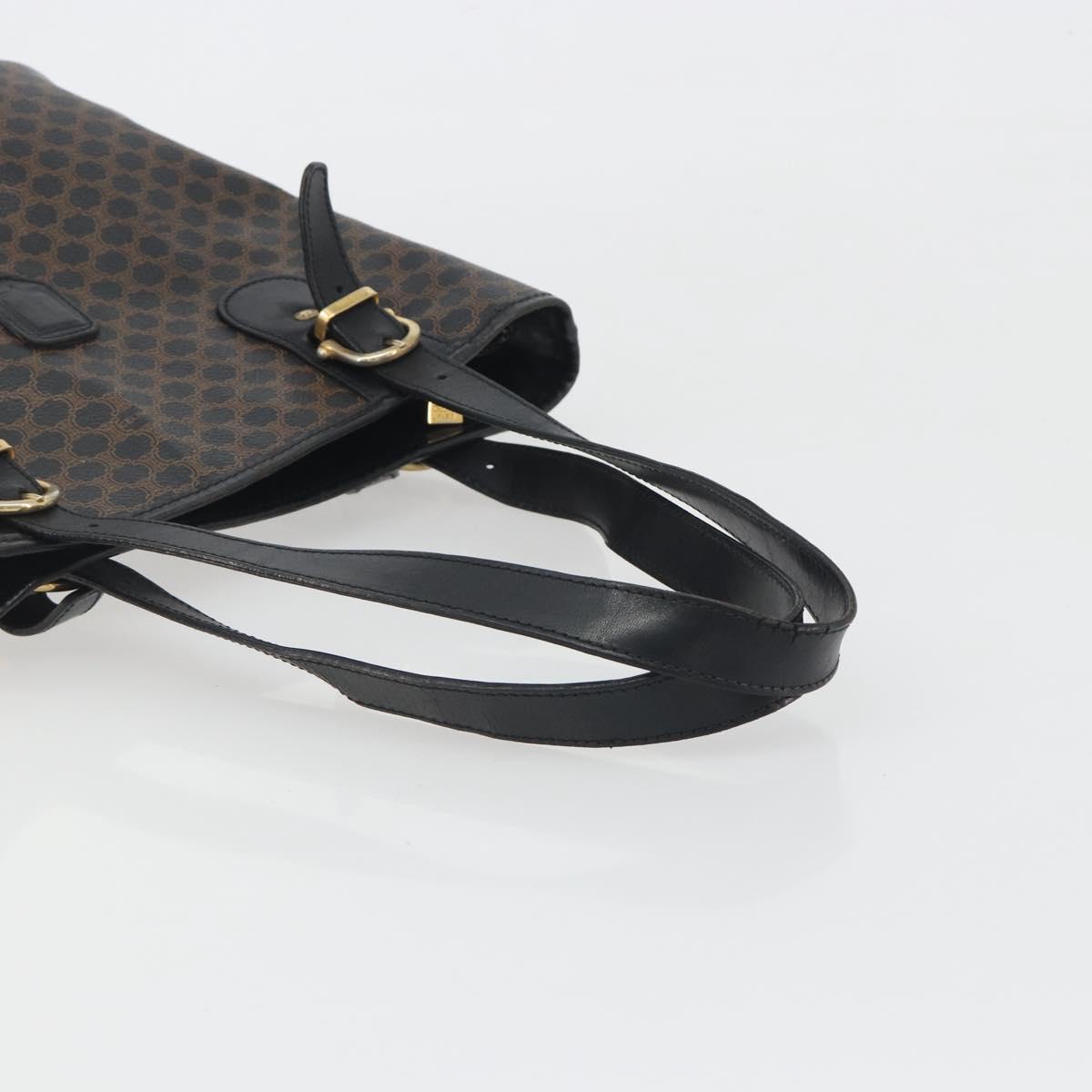 CELINE Macadam Tote Bag PVC Leather Black Gold Tone Auth BA14899