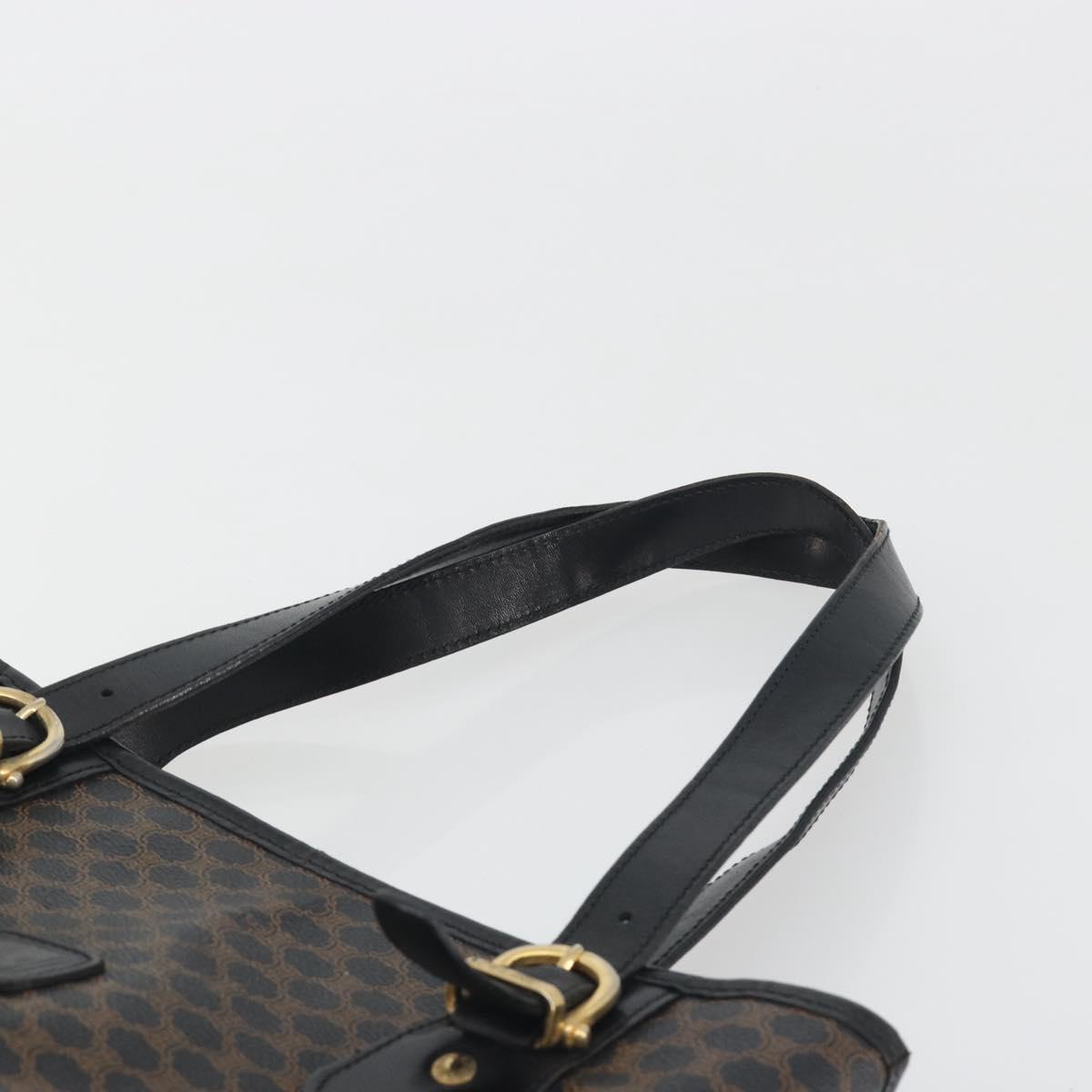 CELINE Macadam Tote Bag PVC Leather Black Gold Tone Auth BA14899