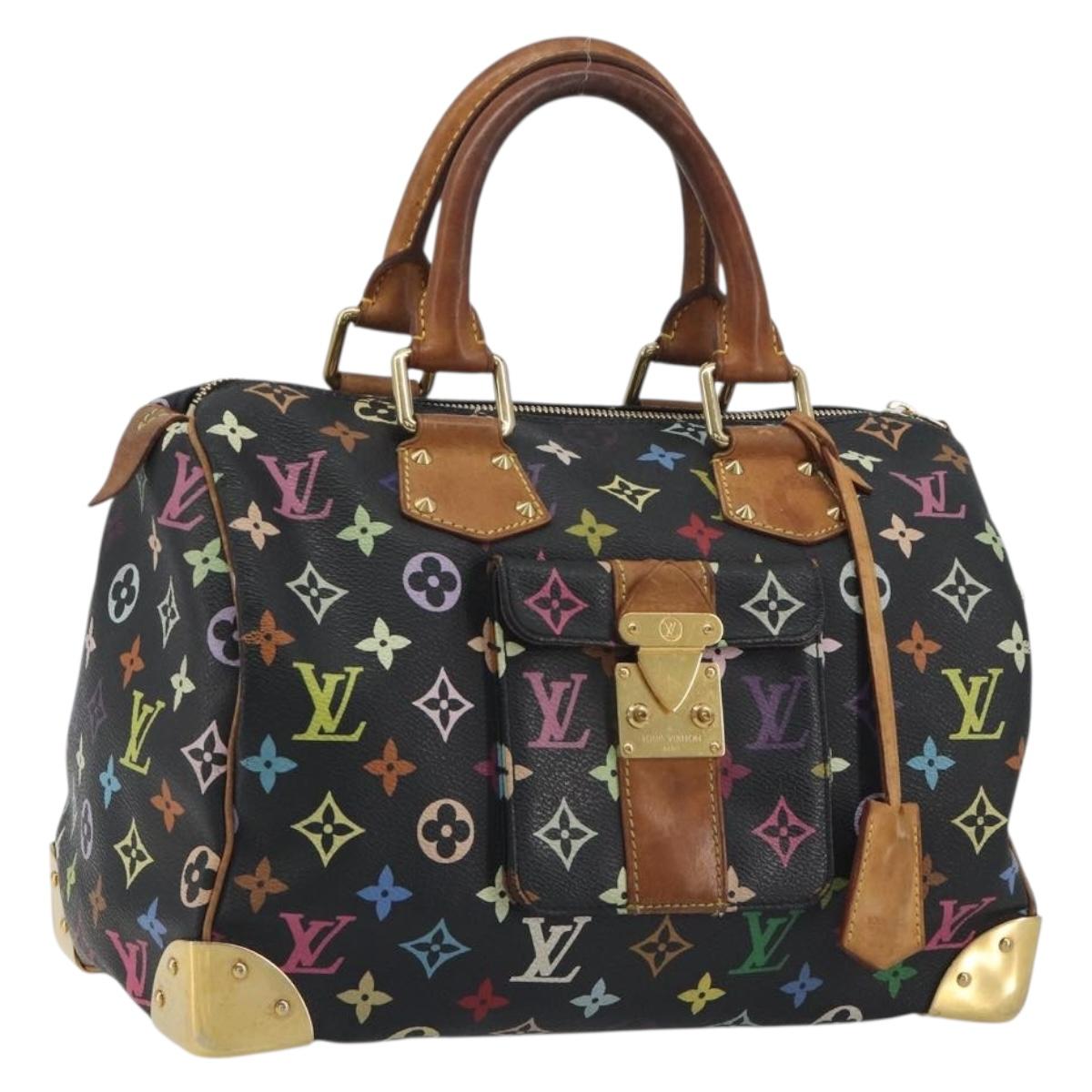 LOUIS VUITTON Monogram Multicolor Speedy 30 Hand Bag Black M92642 Auth BA14905A