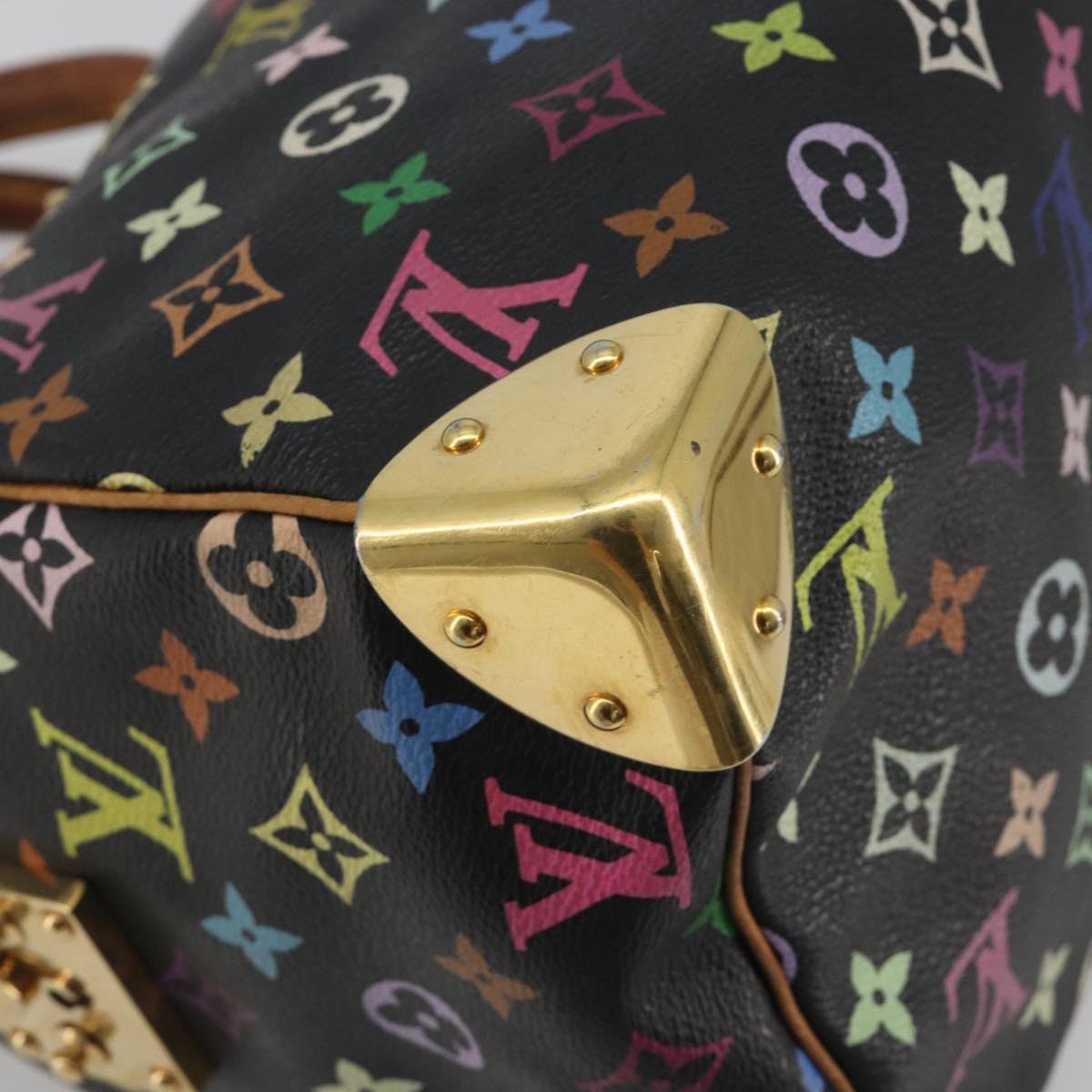 LOUIS VUITTON Monogram Multicolor Speedy 30 Hand Bag Black M92642 Auth BA14905A