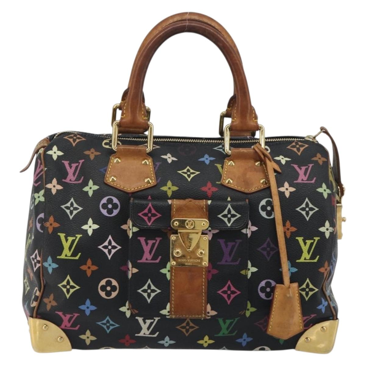 LOUIS VUITTON Monogram Multicolor Speedy 30 Hand Bag Black M92642 Auth BA14905A
