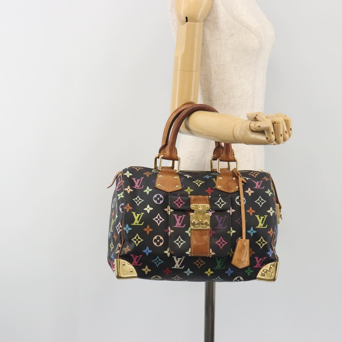 LOUIS VUITTON Monogram Multicolor Speedy 30 Hand Bag Black M92642 Auth BA14905A