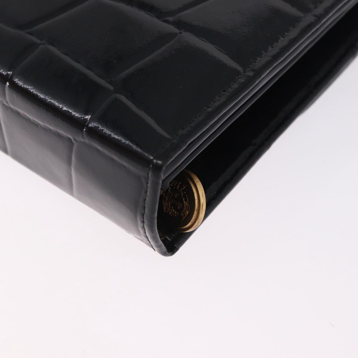 Gianni Versace Medusa Hand Bag Patent Black Gold Tone Auth BA14906A