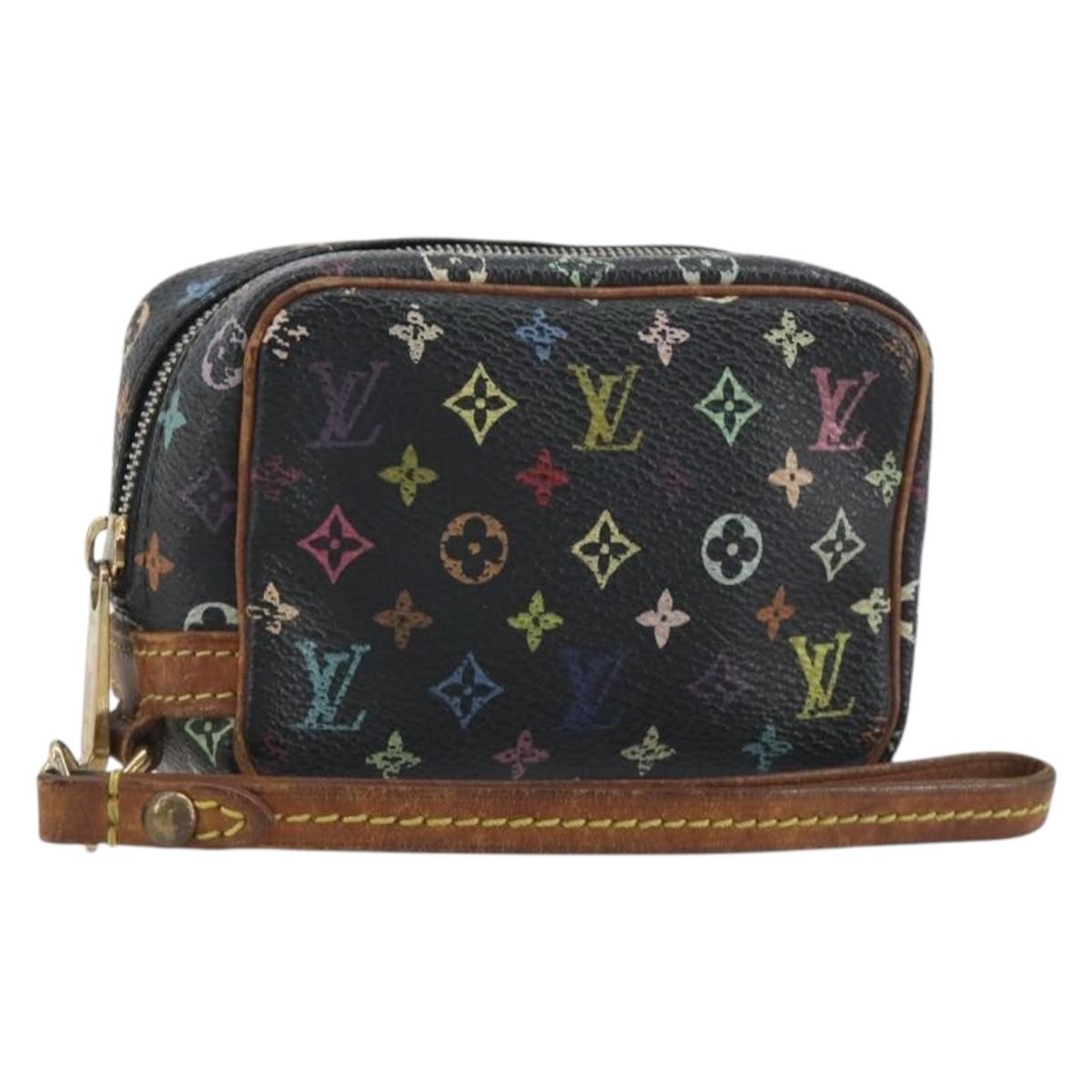 LOUIS VUITTON Monogram Multicolor Trousse Wapity Pouch Black M58034 Auth BA14908