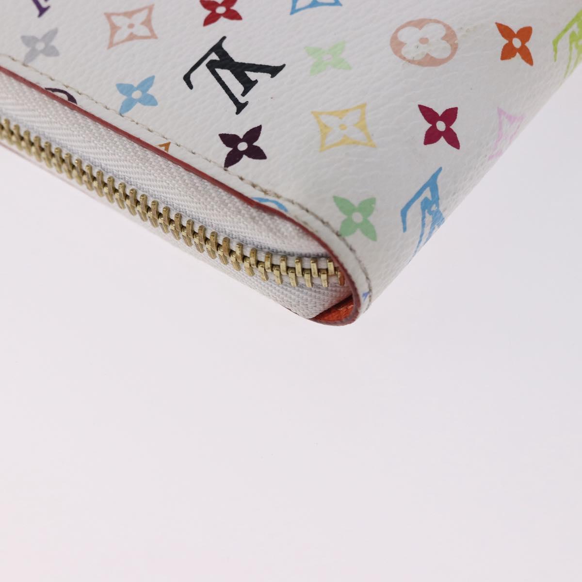 LOUIS VUITTON Monogram Multicolor Zippy Wallet White Orange M60241 Auth BA14910V