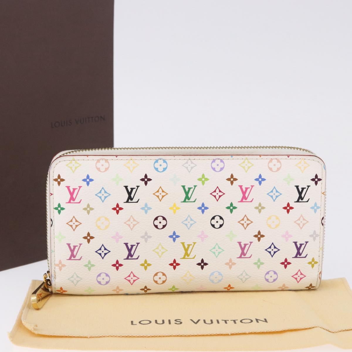 LOUIS VUITTON Monogram Multicolor Zippy Wallet White Orange M60241 Auth BA14910V