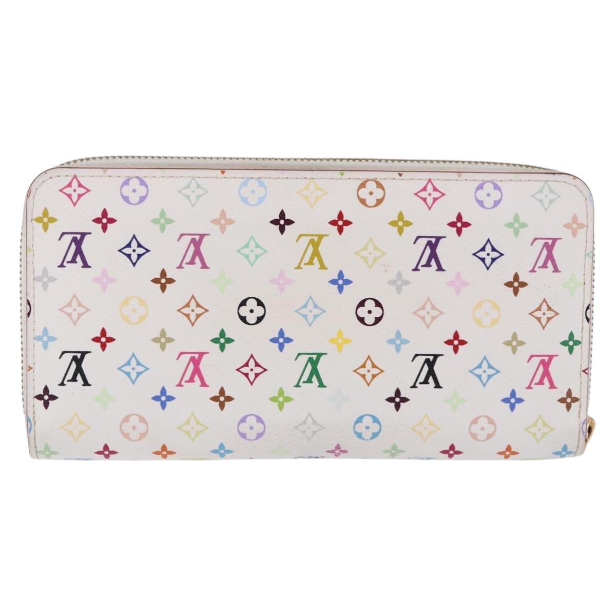 LOUIS VUITTON Monogram Multicolor Zippy Wallet White Orange M60241 Auth BA14910V