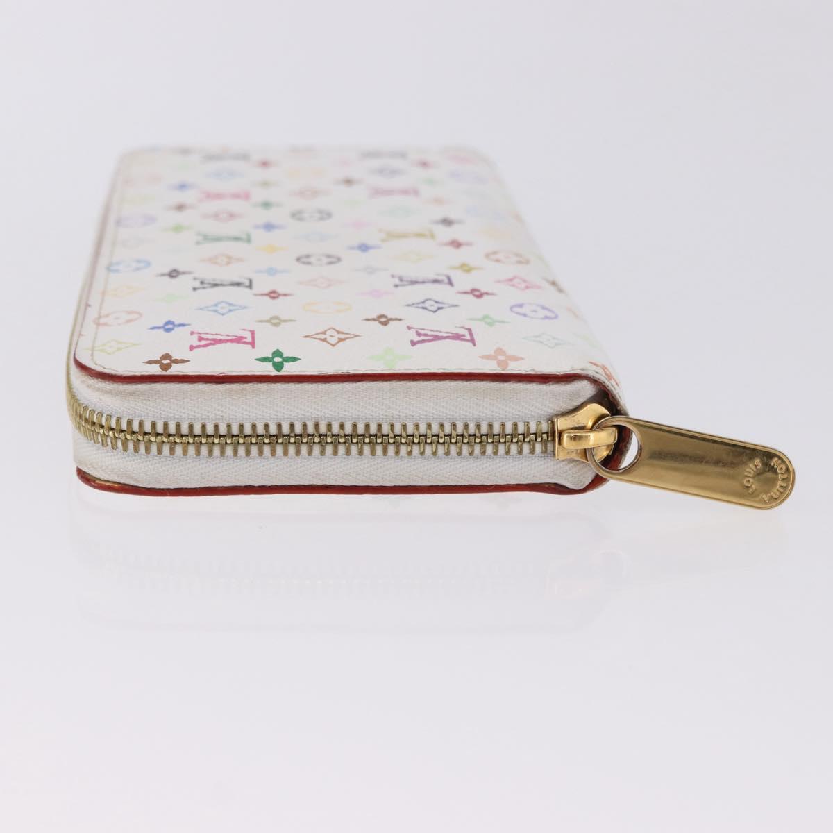 LOUIS VUITTON Monogram Multicolor Zippy Wallet White Orange M60241 Auth BA14910V