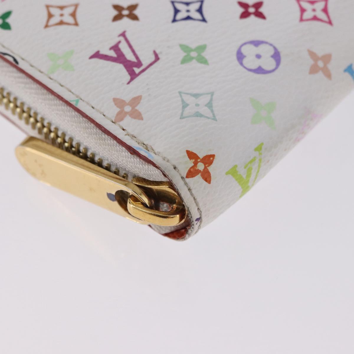 LOUIS VUITTON Monogram Multicolor Zippy Wallet White Orange M60241 Auth BA14910V