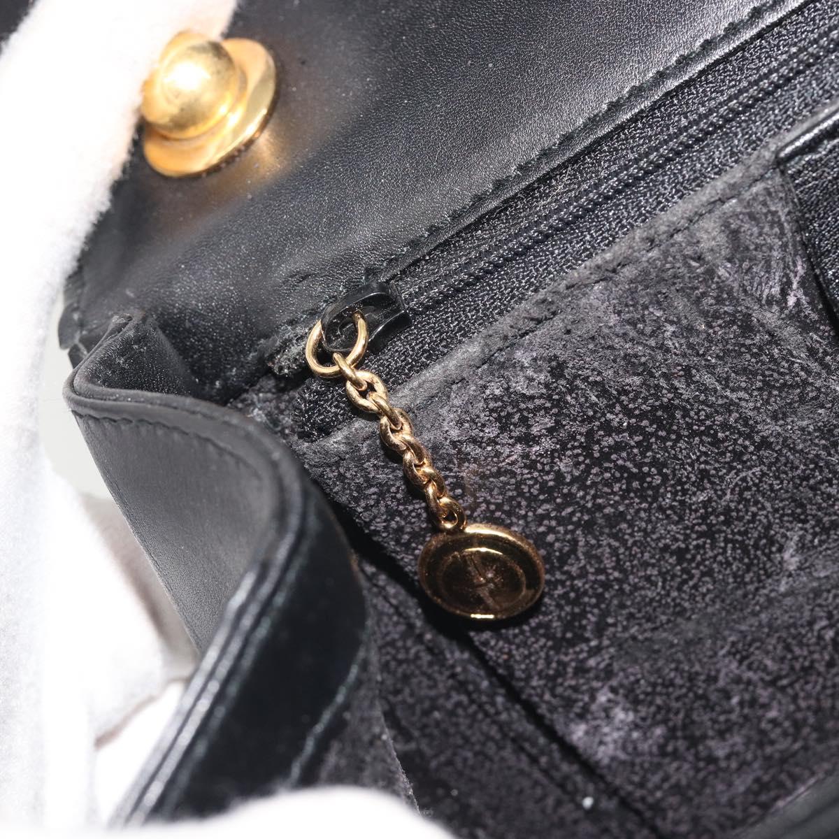 GUCCI Bamboo Chain Shoulder Bag Leather Black Gold 001 115 1497 Auth BA14916