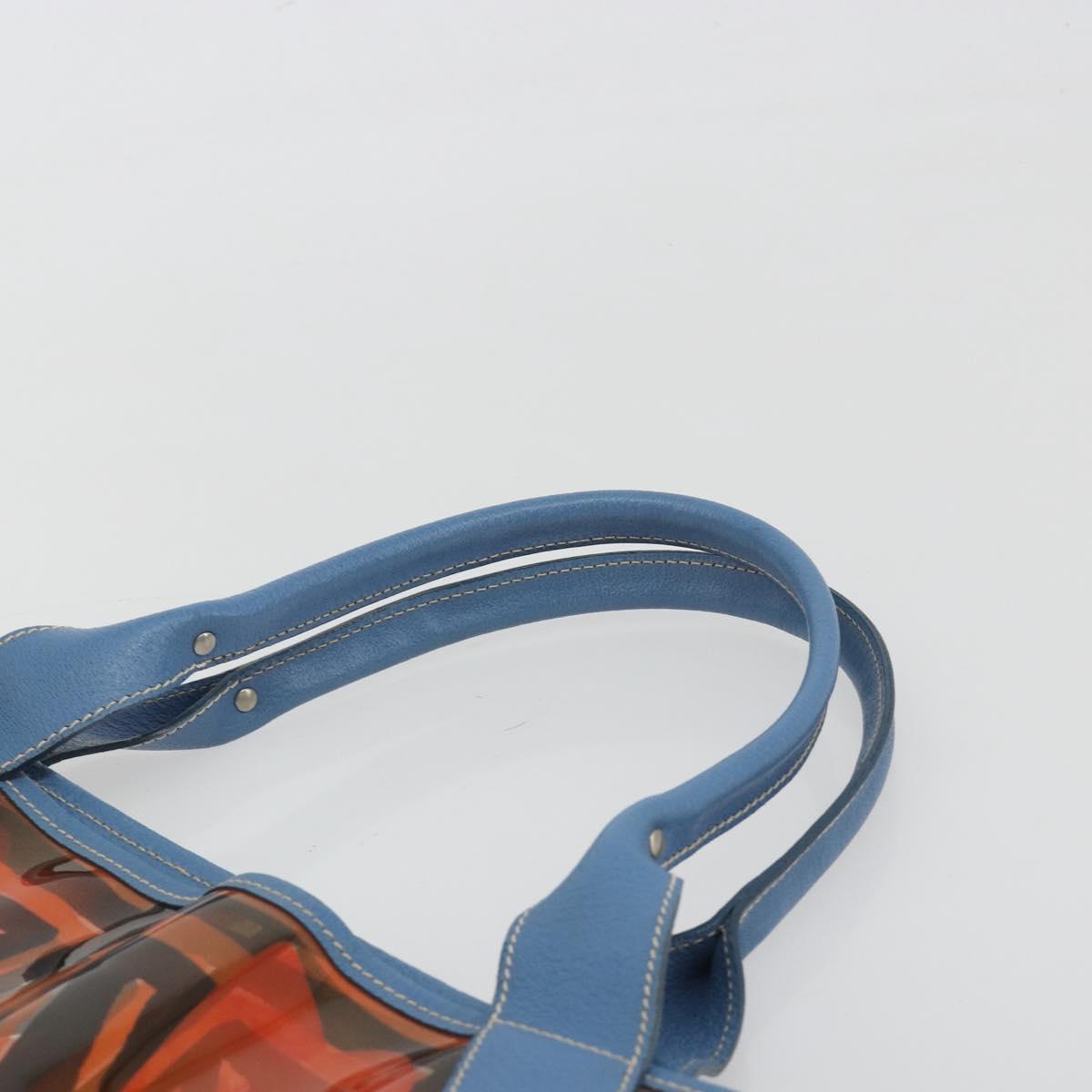 PRADA Tote Bag Vinyl Blue Silver Auth BA14917A