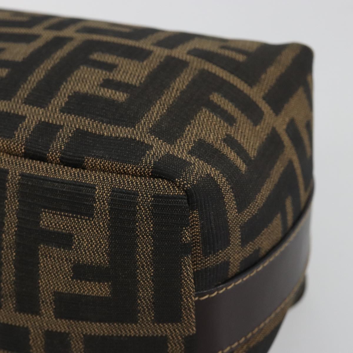 FENDI Zucca Canvas Vanity Bag Brown Gold Tone Auth BA14921A