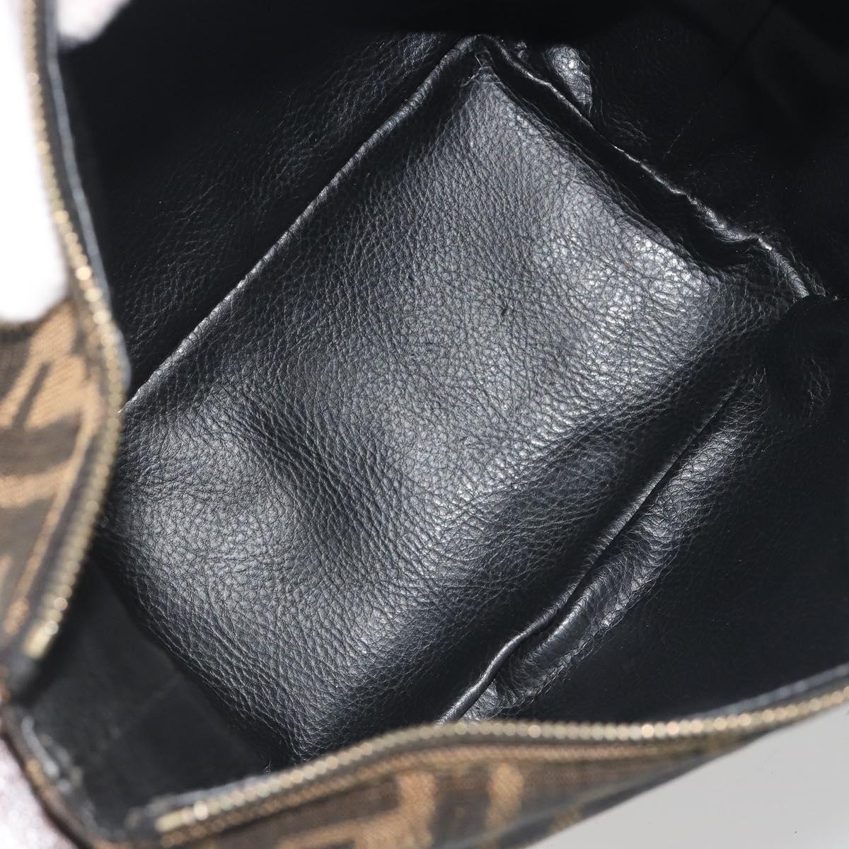 FENDI Zucca Canvas Vanity Bag Brown Gold Tone Auth BA14921A