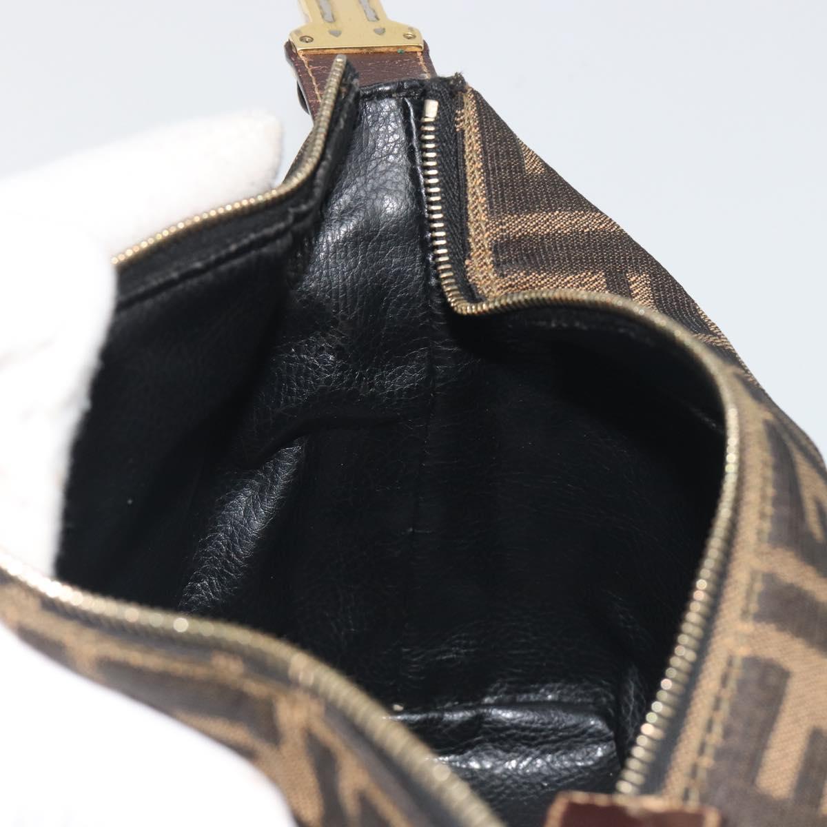 FENDI Zucca Canvas Vanity Bag Brown Gold Tone Auth BA14921A