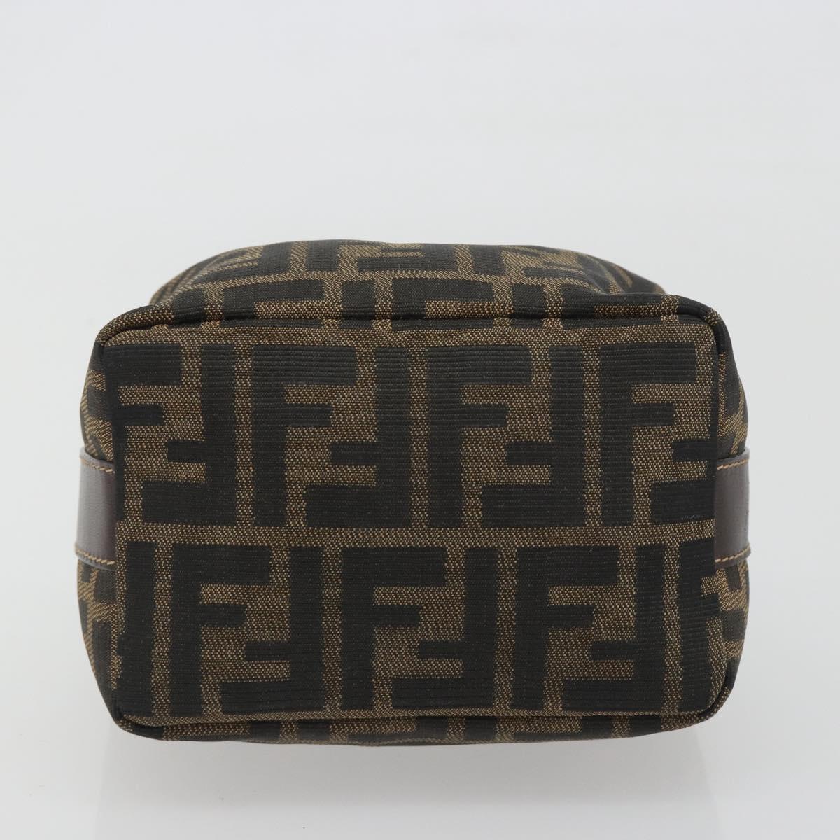 FENDI Zucca Canvas Vanity Bag Brown Gold Tone Auth BA14921A