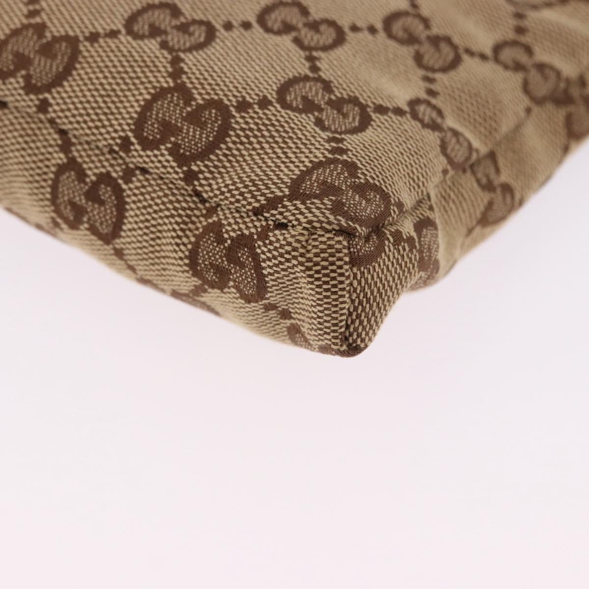 GUCCI GG Canvas Waist Bag Beige Silver 28566 Auth BA14924A