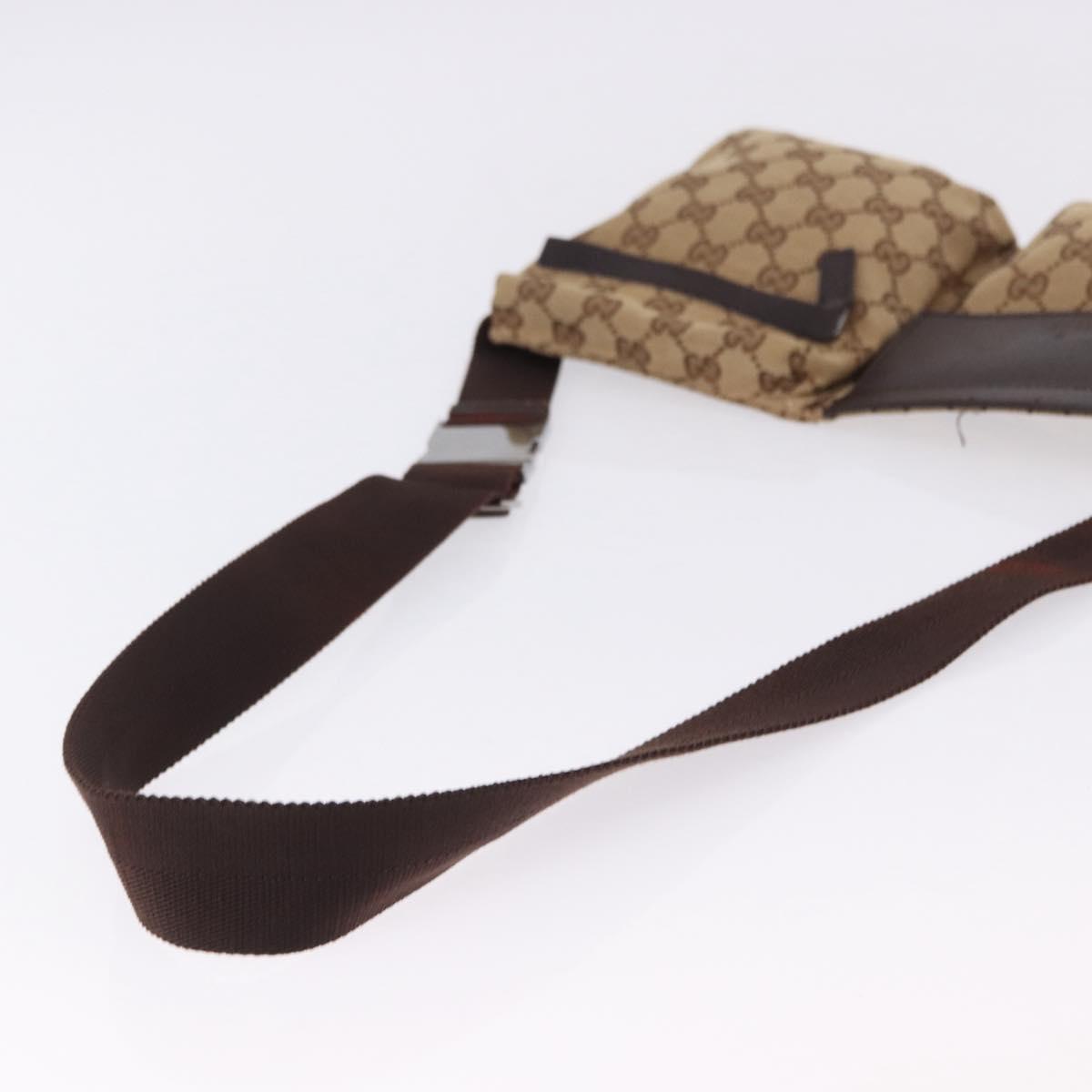 GUCCI GG Canvas Waist Bag Beige Silver 28566 Auth BA14924A