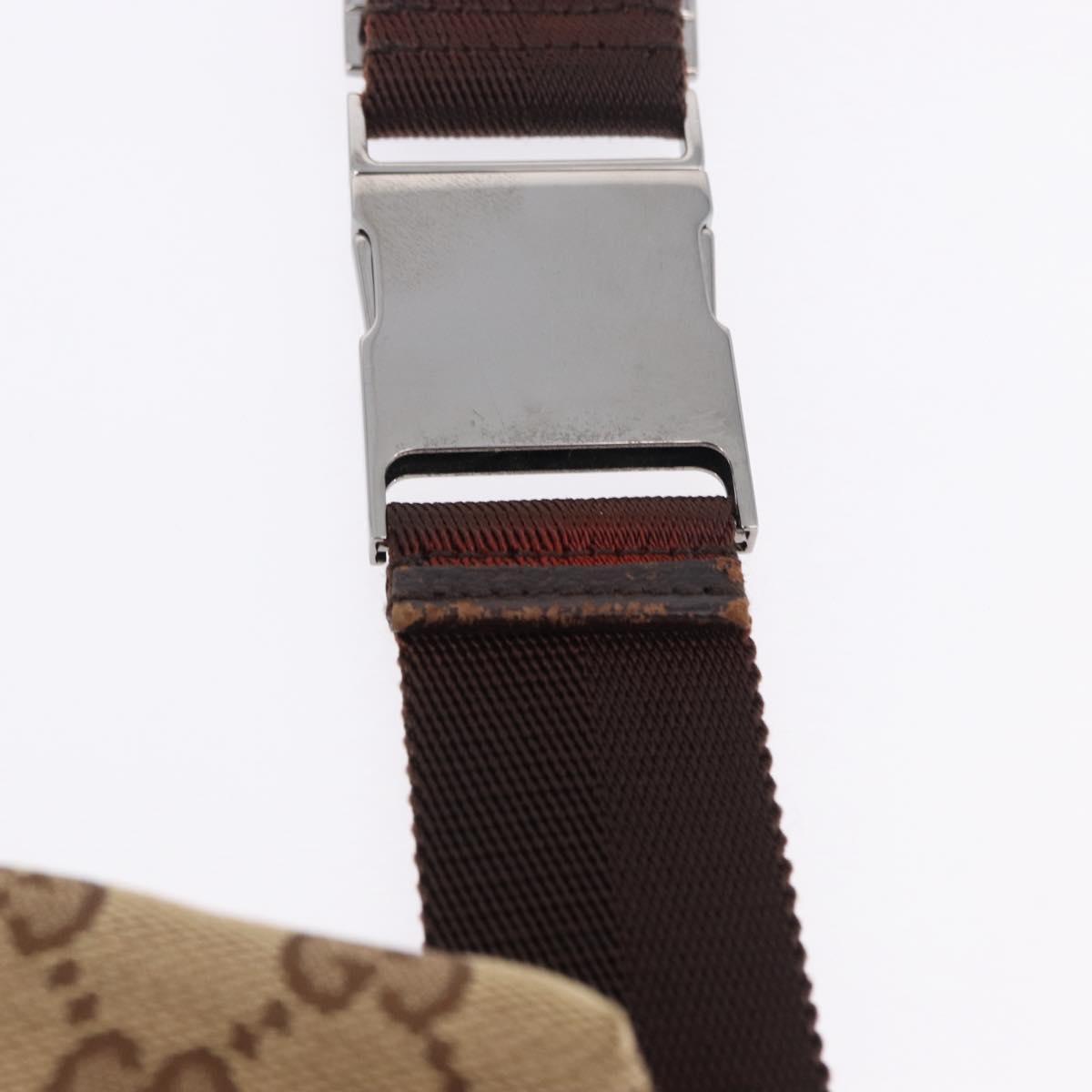 GUCCI GG Canvas Waist Bag Beige Silver 28566 Auth BA14924A