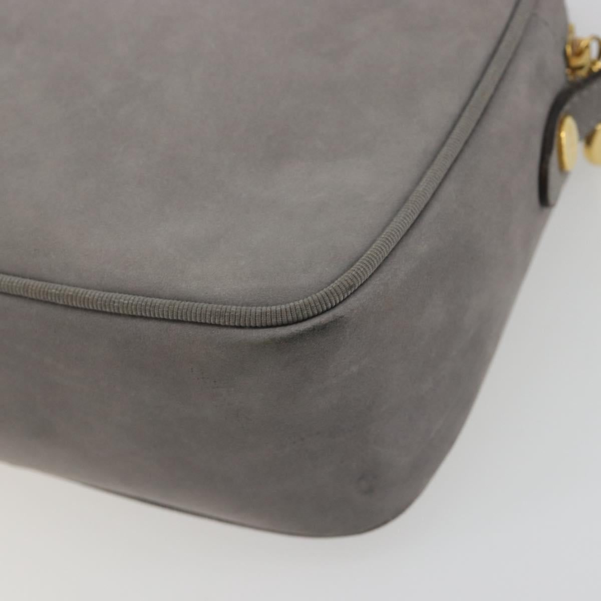 Salvatore Ferragamo Vala Shoulder Bag Suede Gray Gold Tone Auth BA14925
