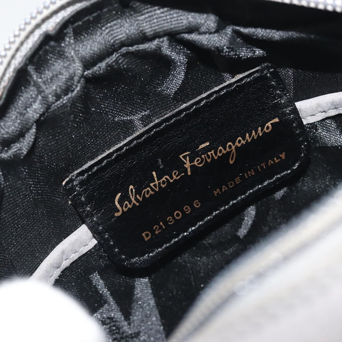 Salvatore Ferragamo Vala Shoulder Bag Suede Gray Gold Tone Auth BA14925