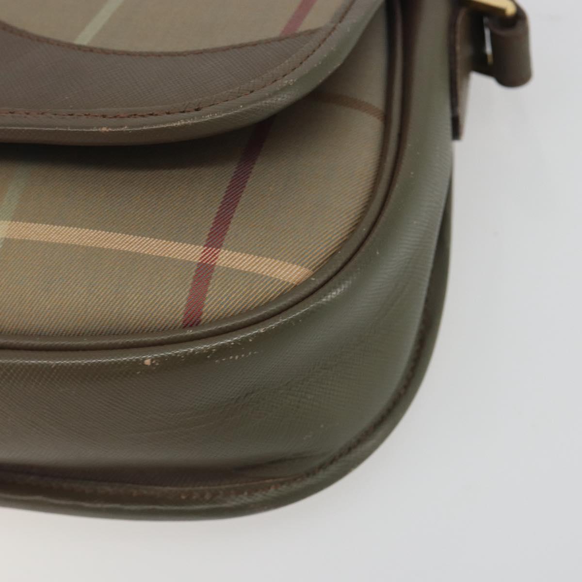 Burberrys Nova Check Shoulder Bag Canvas Beige Gold Tone Auth BA14931A