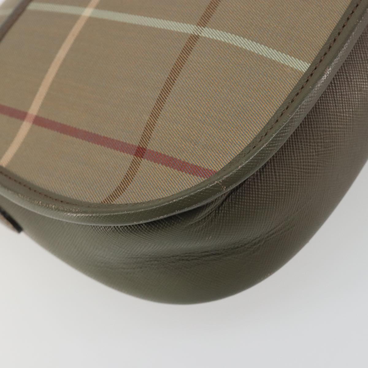 Burberrys Nova Check Shoulder Bag Canvas Beige Gold Tone Auth BA14931A