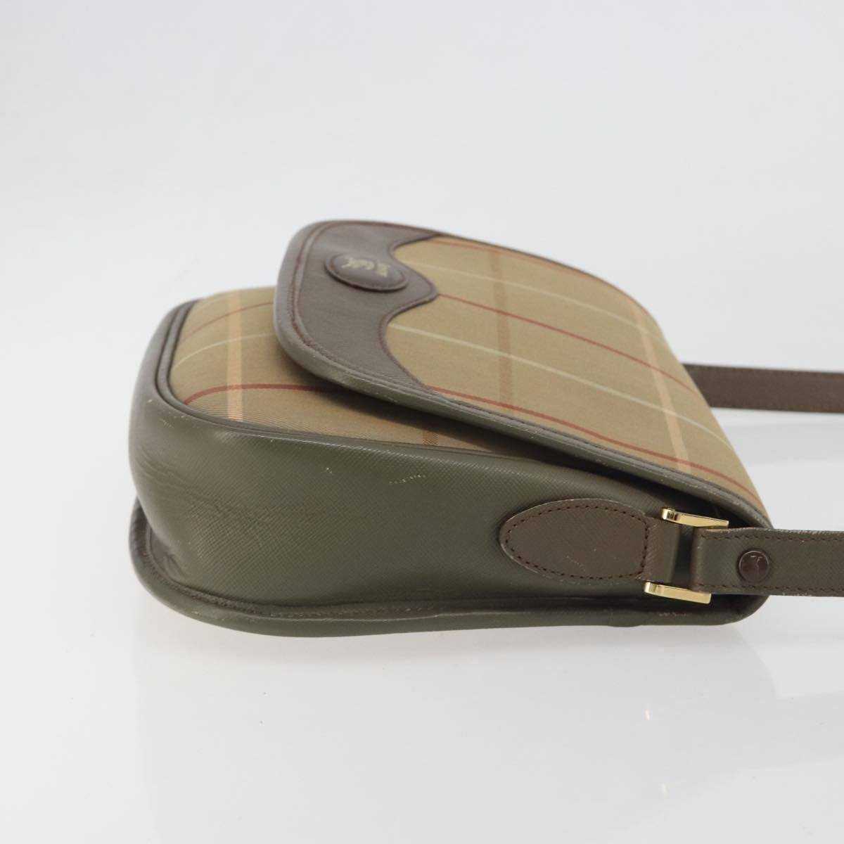 Burberrys Nova Check Shoulder Bag Canvas Beige Gold Tone Auth BA14931A