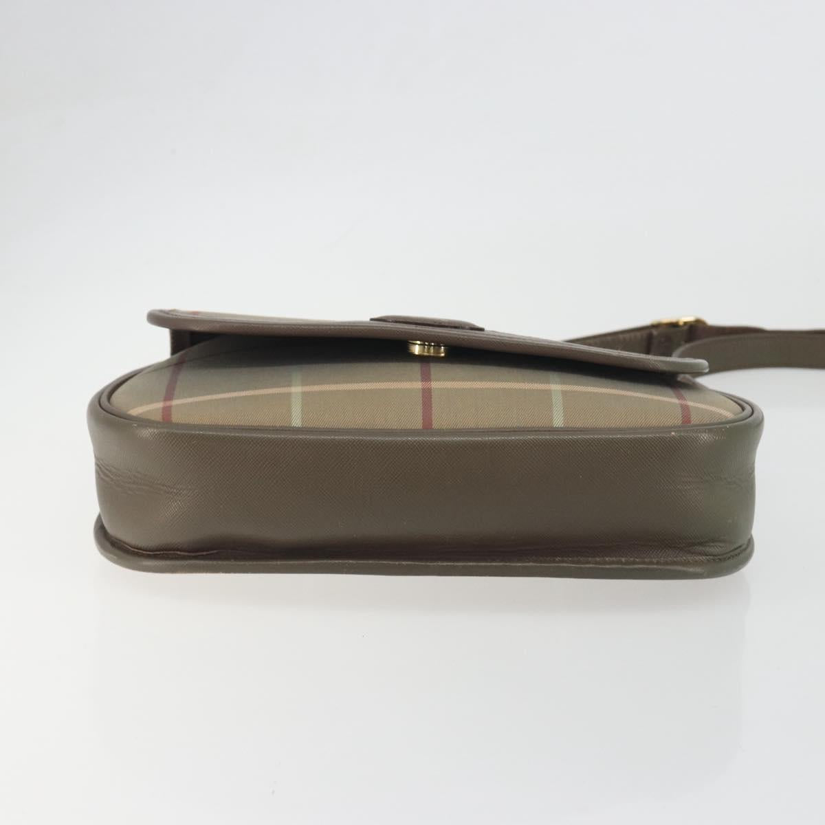 Burberrys Nova Check Shoulder Bag Canvas Beige Gold Tone Auth BA14931A