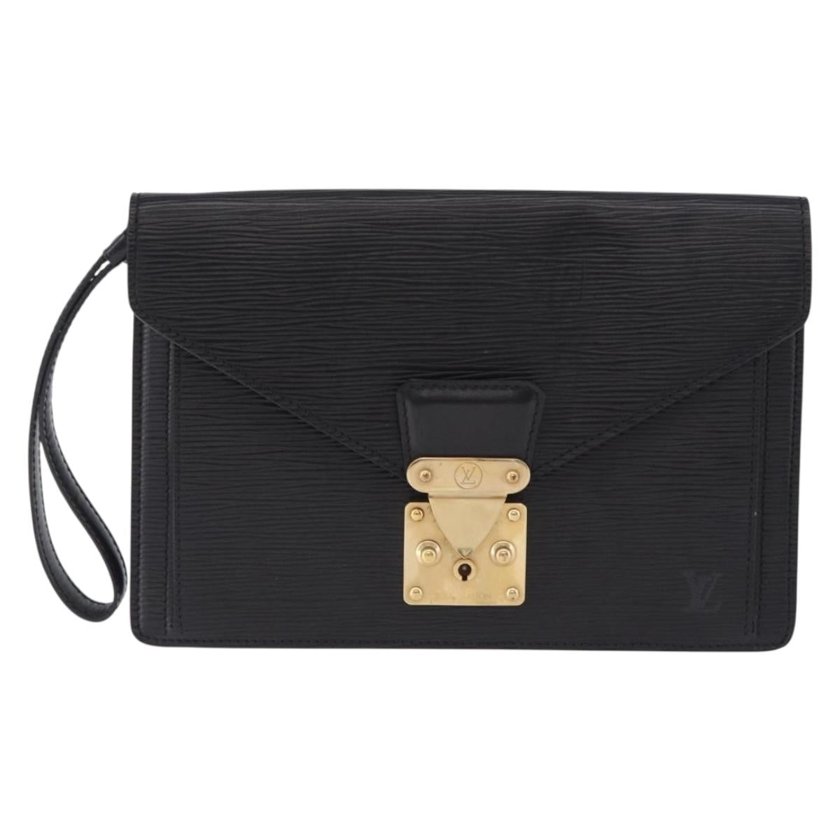 LOUIS VUITTON Epi Sellier Dragonne Clutch Bag Black M52612 LV Auth BA14932