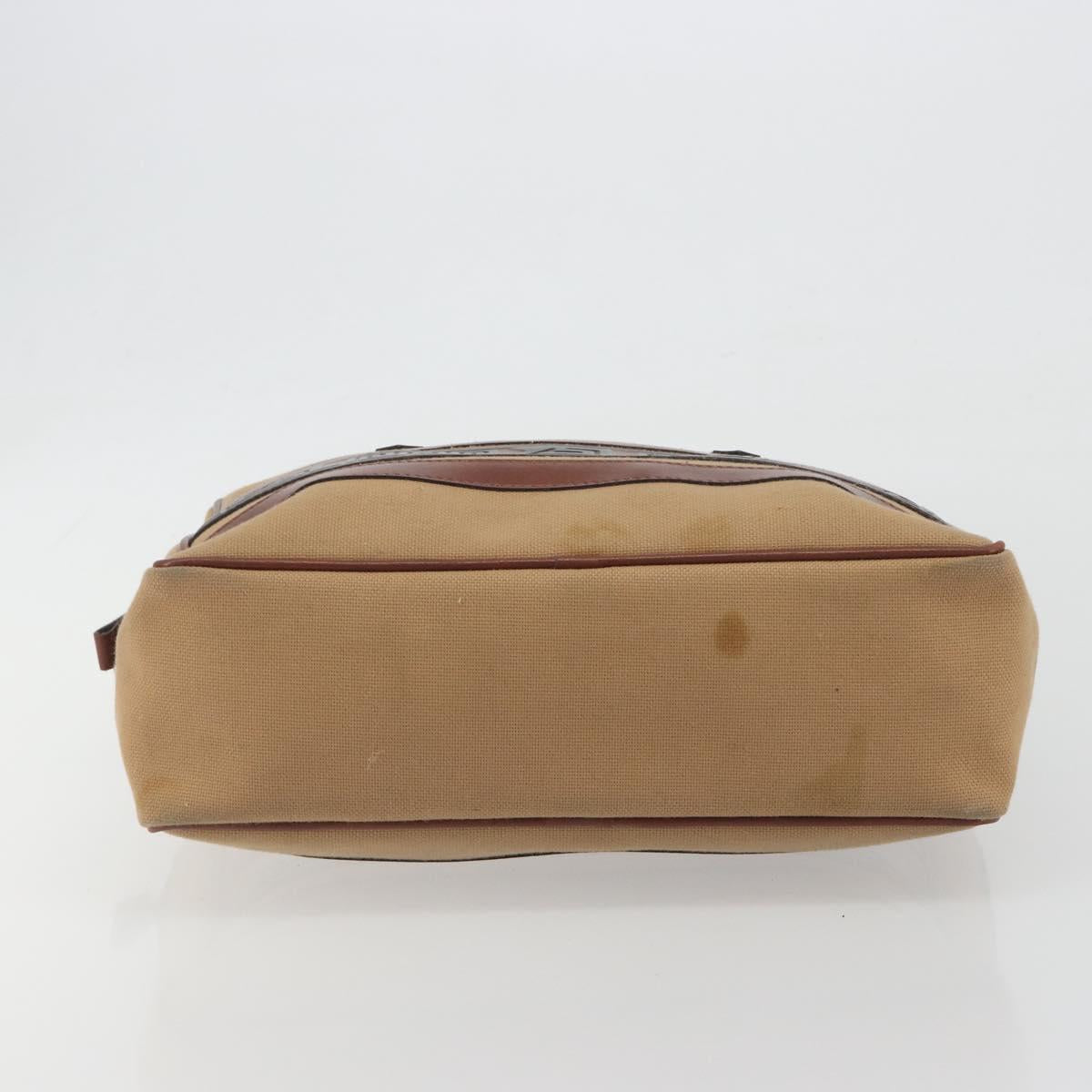 SAINT LAURENT Hand Bag Canvas Beige Auth BA14933