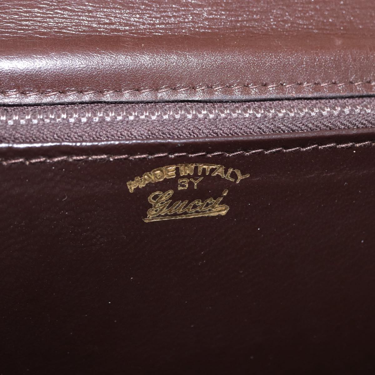 GUCCI Shoulder Bag Leather Brown Gold Tone Auth BA14934