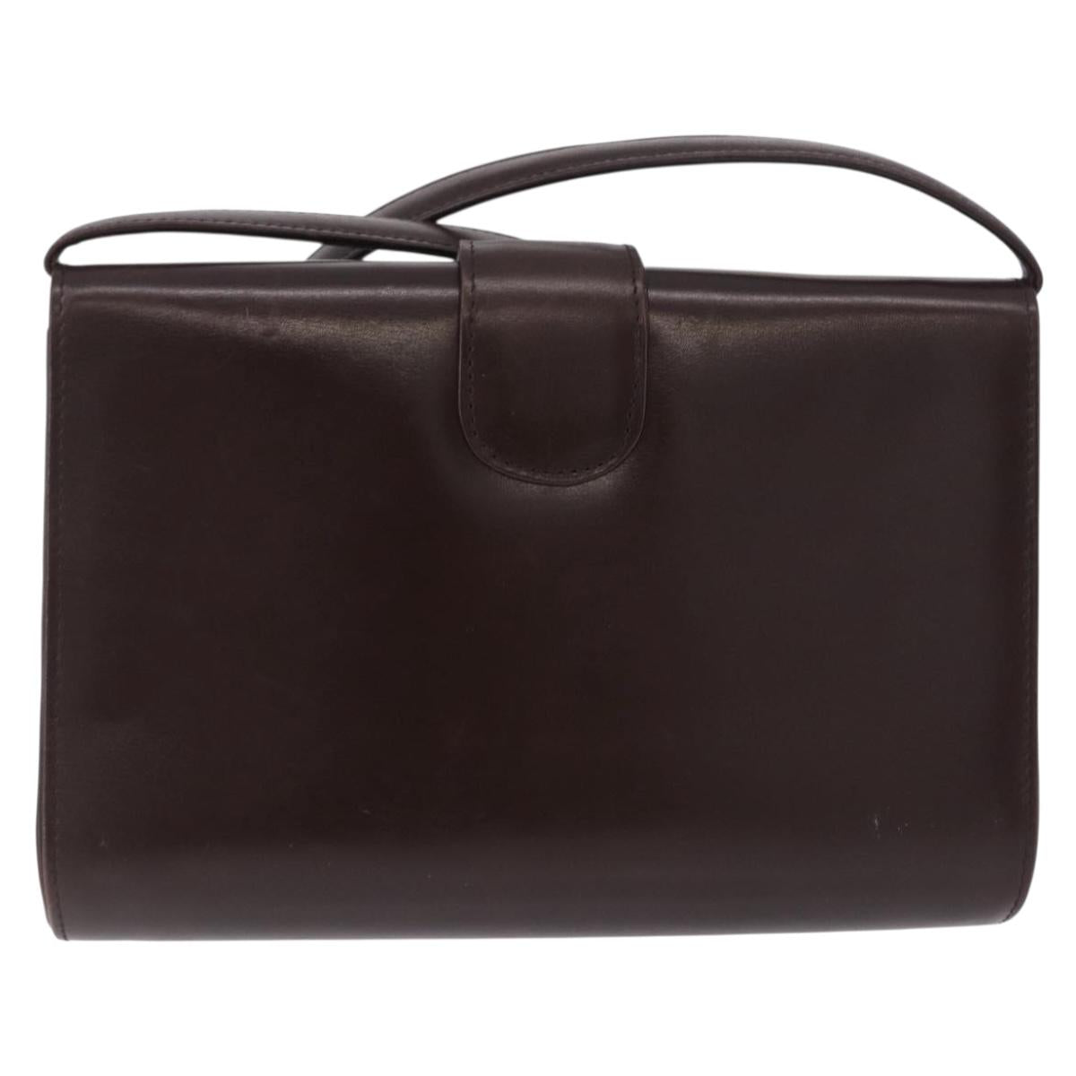 GUCCI Shoulder Bag Leather Brown Gold Tone Auth BA14934