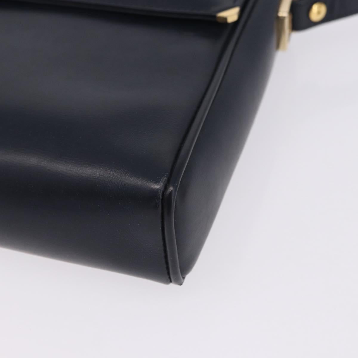 GUCCI Shoulder Bag Leather Navy Gold Tone 29 001 4697 Auth BA14935