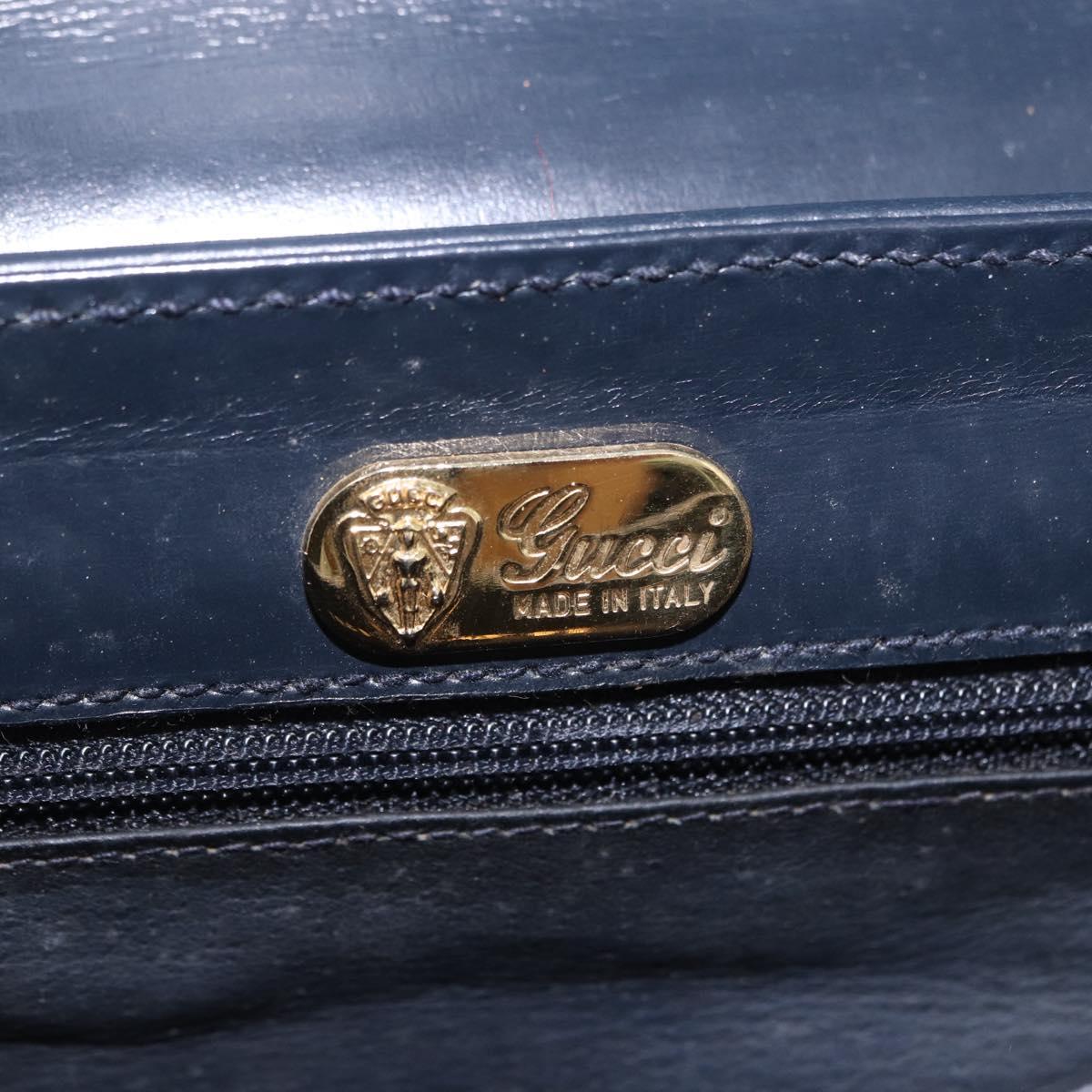 GUCCI Shoulder Bag Leather Navy Gold Tone 29 001 4697 Auth BA14935