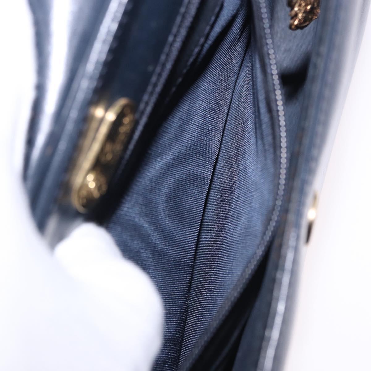 GUCCI Shoulder Bag Leather Navy Gold Tone 29 001 4697 Auth BA14935