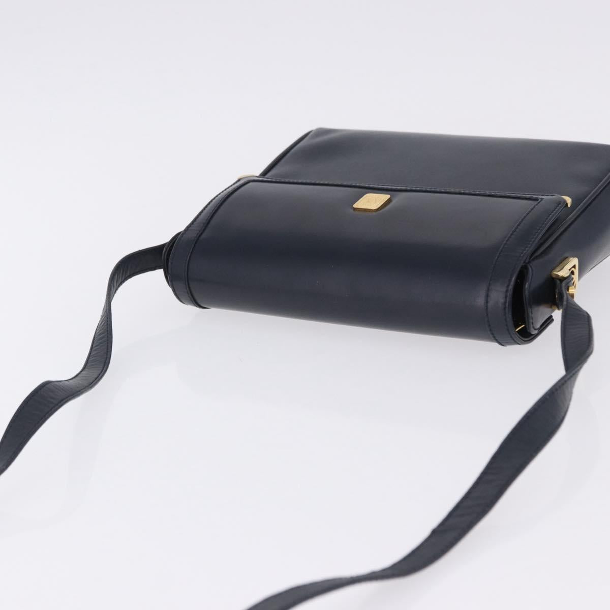 GUCCI Shoulder Bag Leather Navy Gold Tone 29 001 4697 Auth BA14935
