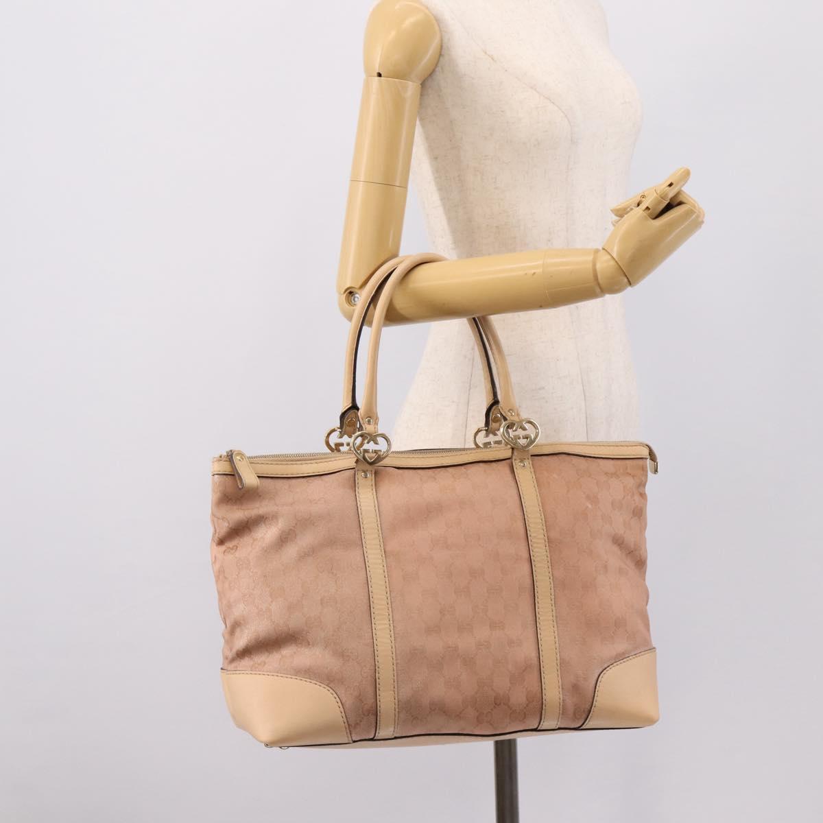 GUCCI GG Canvas Tote Bag Pink Gold Tone 257068 Auth BA14937