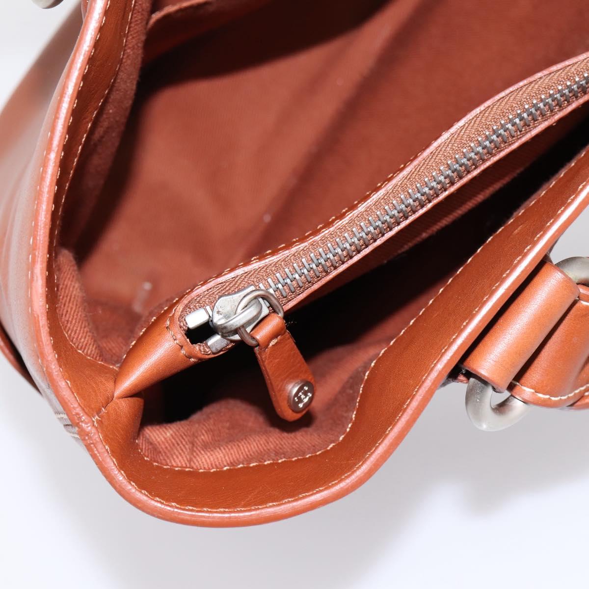 CELINE Boogie Bag Hand Bag Leather Brown Silver Auth BA14938A