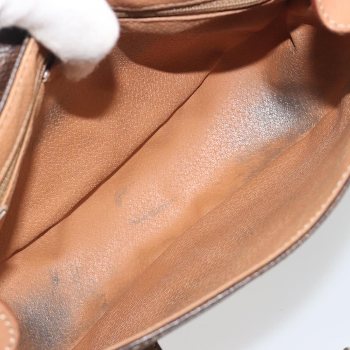 CELINE Macadam Shoulder Bag PVC Leather Brown Gold Tone Auth BA14939