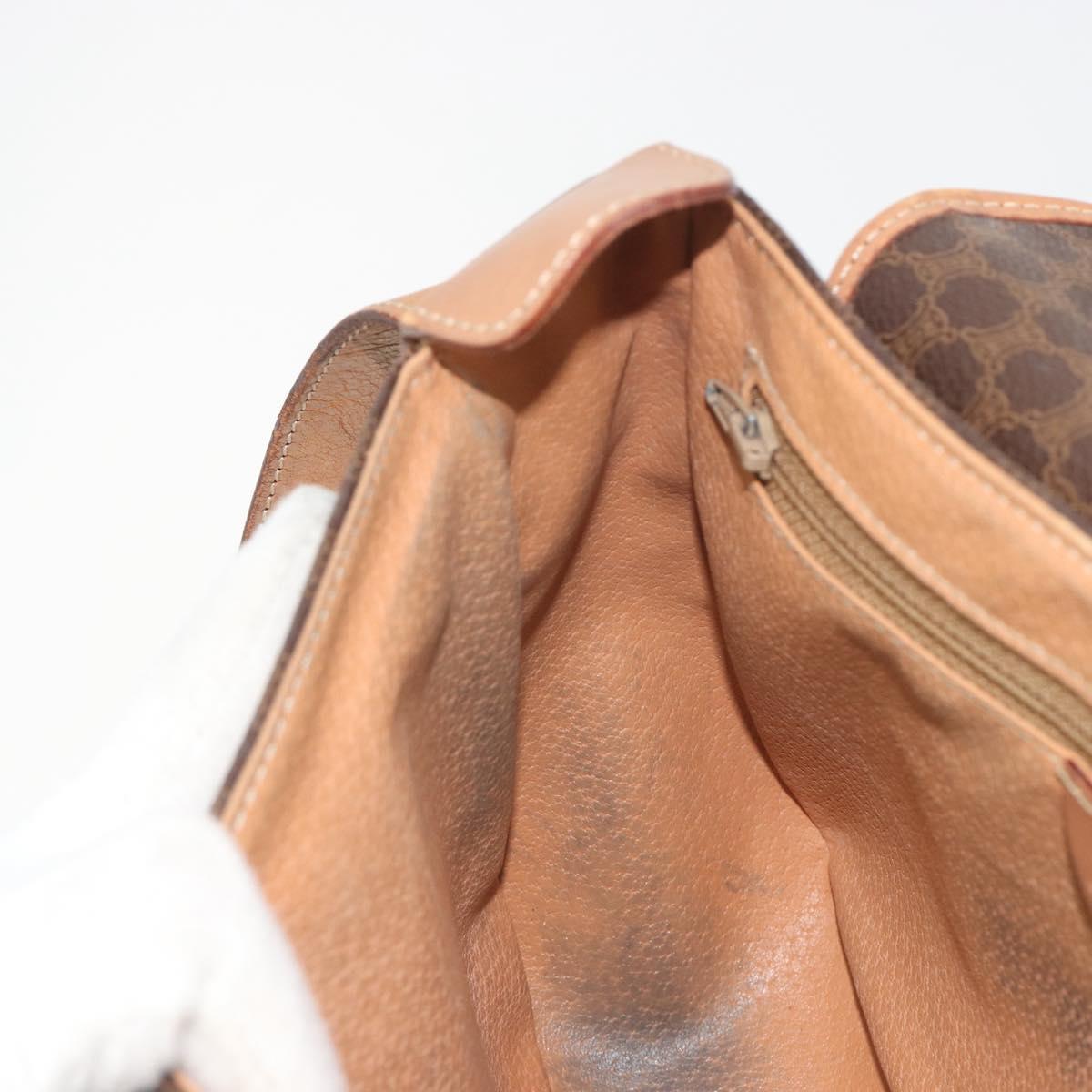 CELINE Macadam Shoulder Bag PVC Leather Brown Gold Tone Auth BA14939