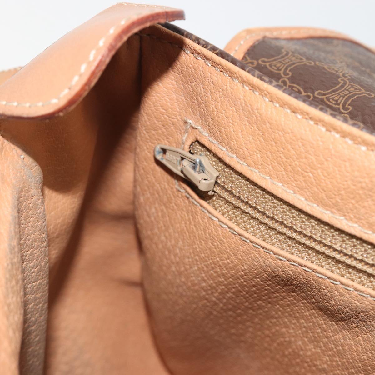 CELINE Macadam Shoulder Bag PVC Leather Brown Gold Tone Auth BA14939